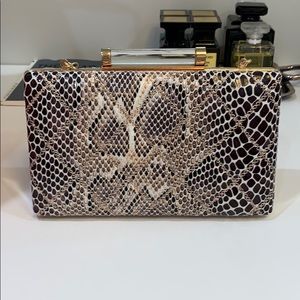 Neiman Marcus snakeskin embossed clutch bag